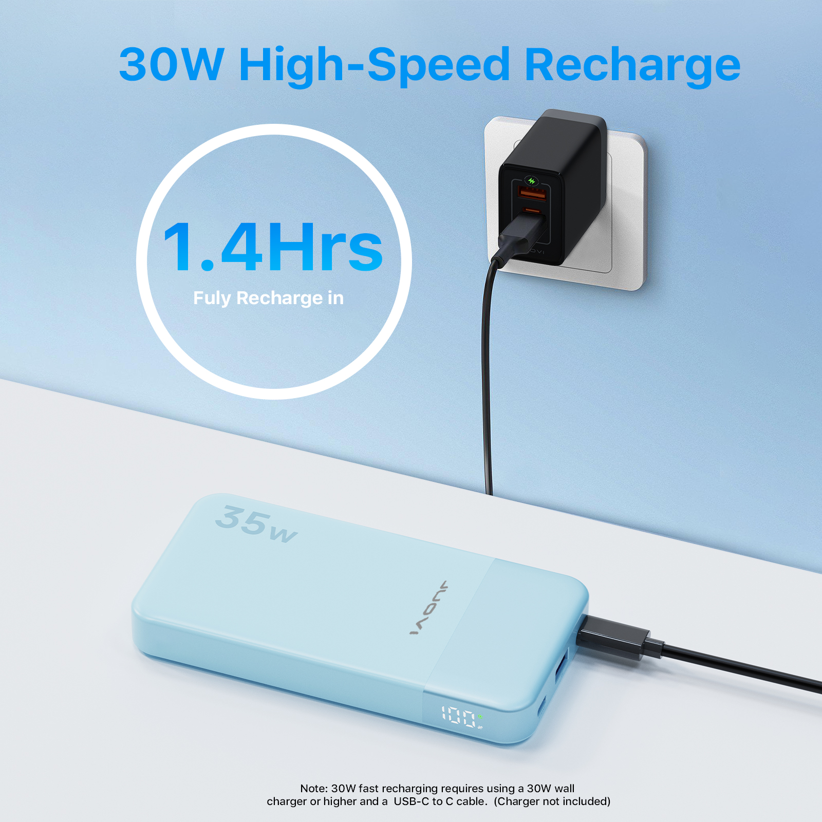 JUOVI PD Power Bank With USB-C 35W 10000mAh
