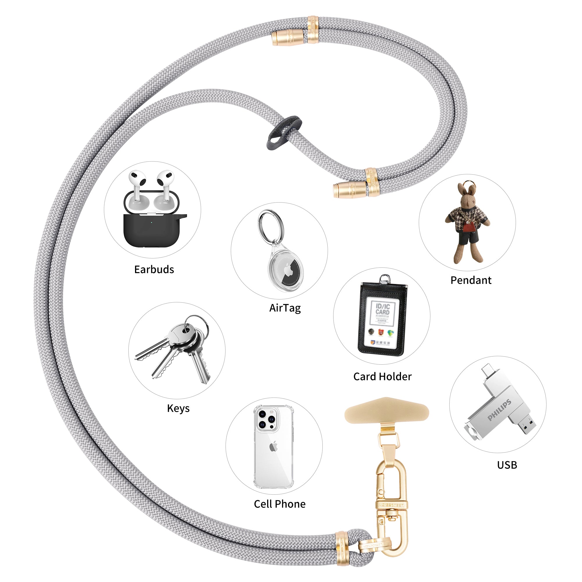 Mobile phone lanyard can be worn diagonally