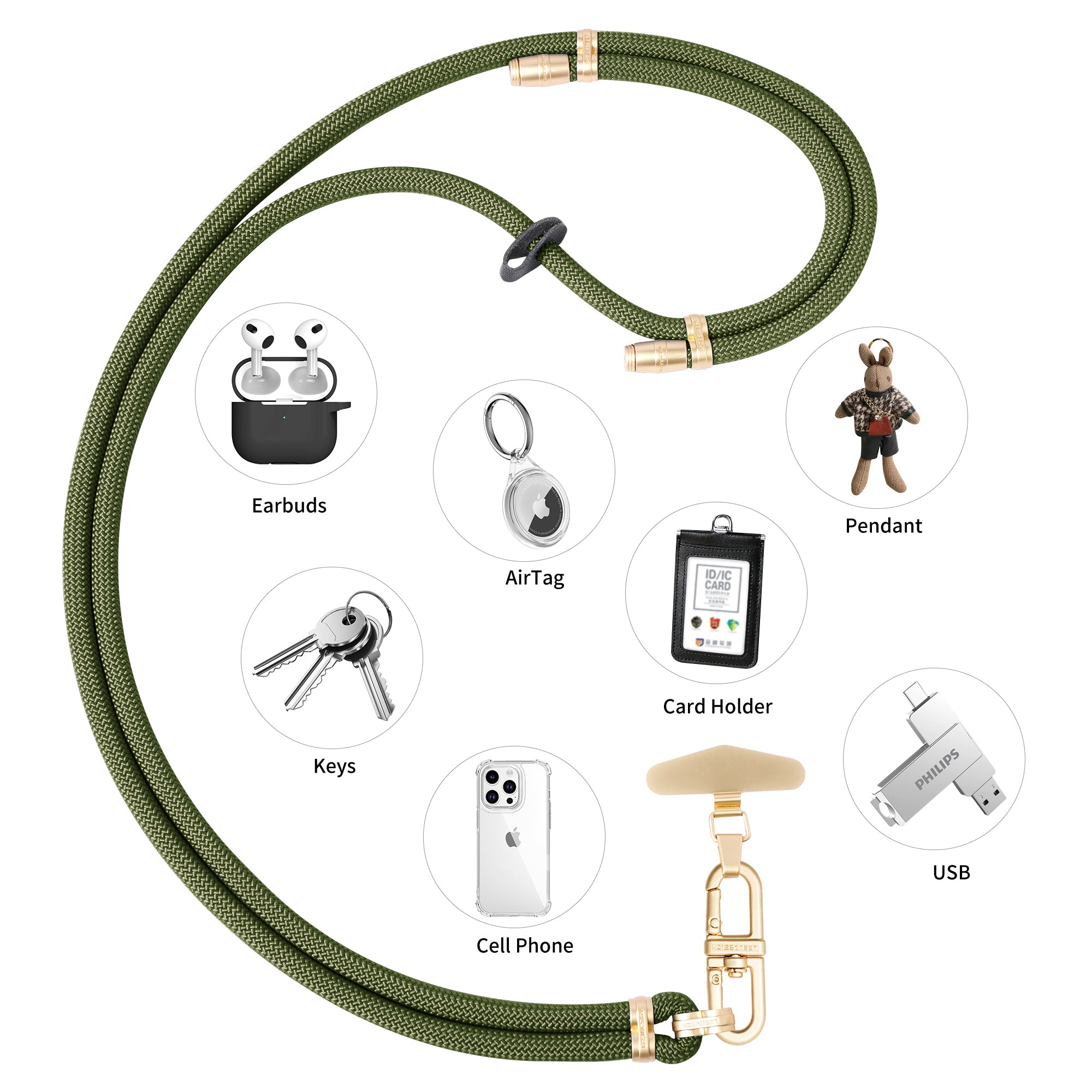 Mobile phone lanyard can be worn diagonally