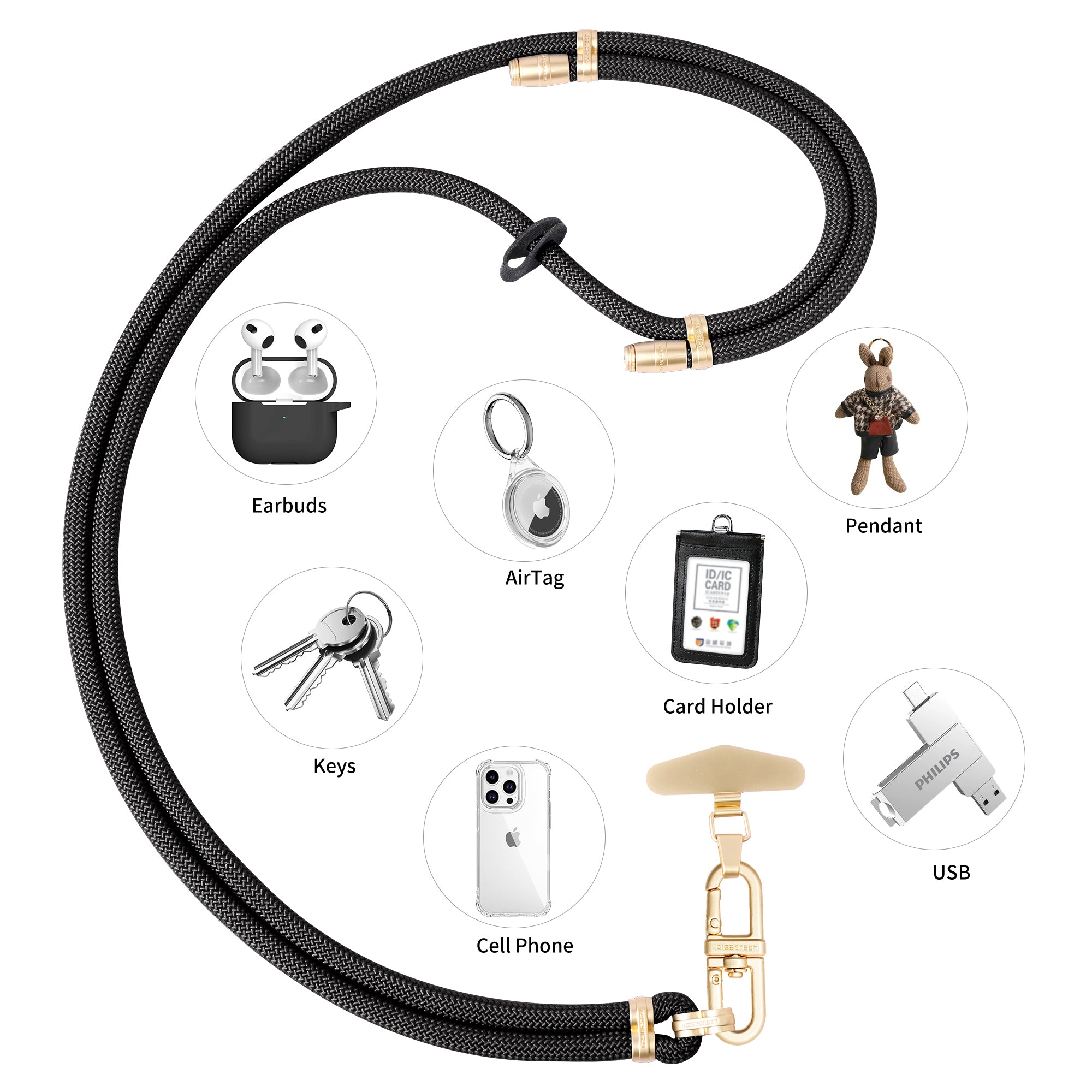 Mobile phone lanyard can be worn diagonally