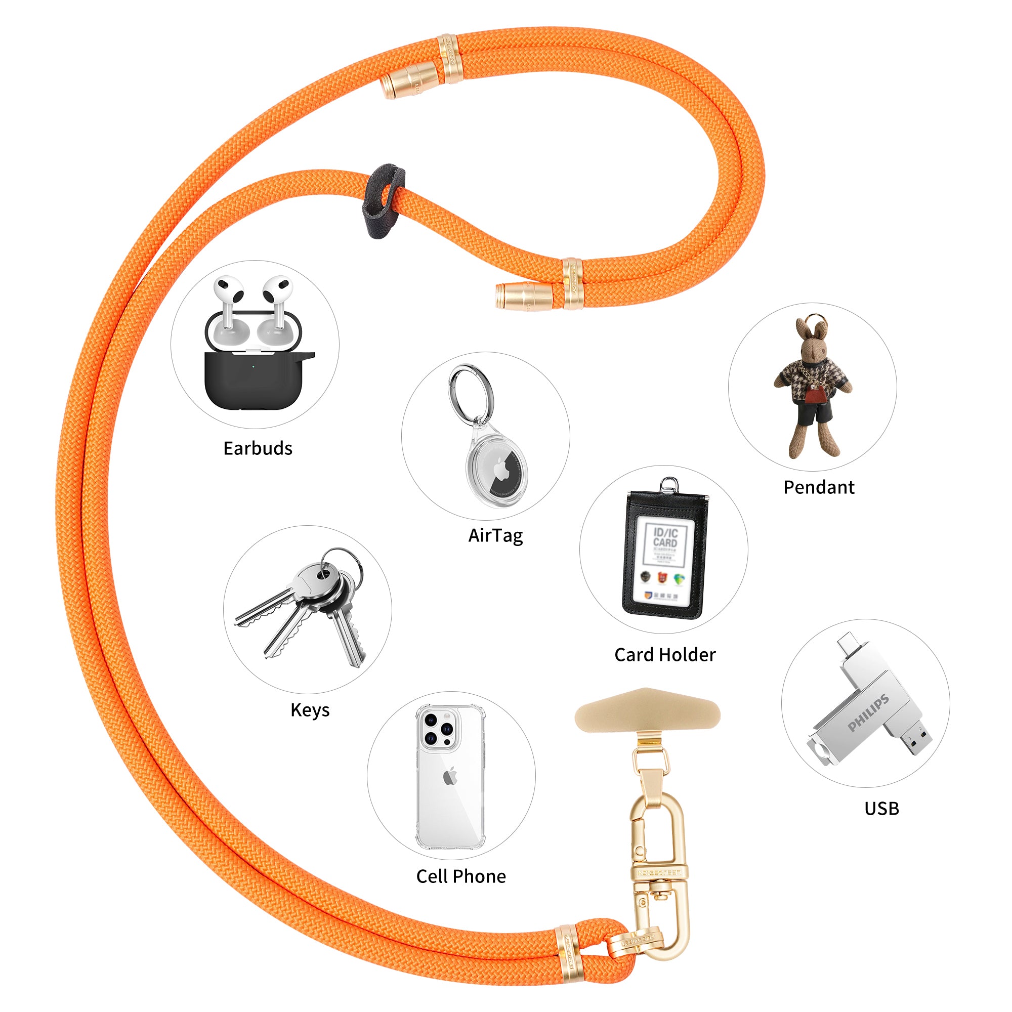 Mobile phone lanyard can be worn diagonally