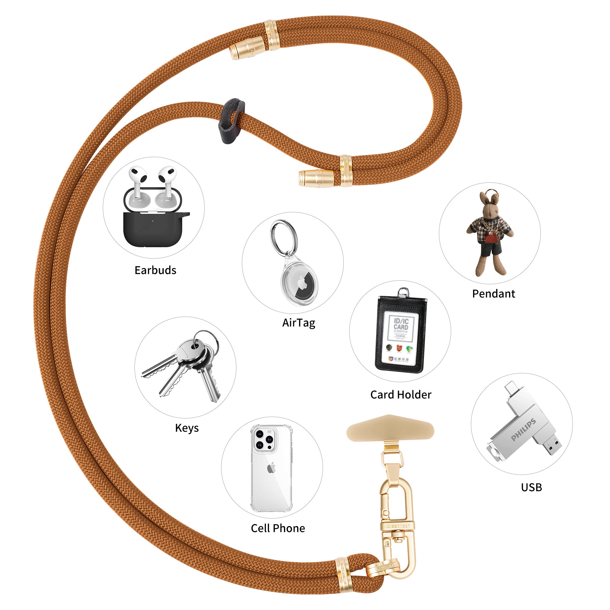Mobile phone lanyard can be worn diagonally