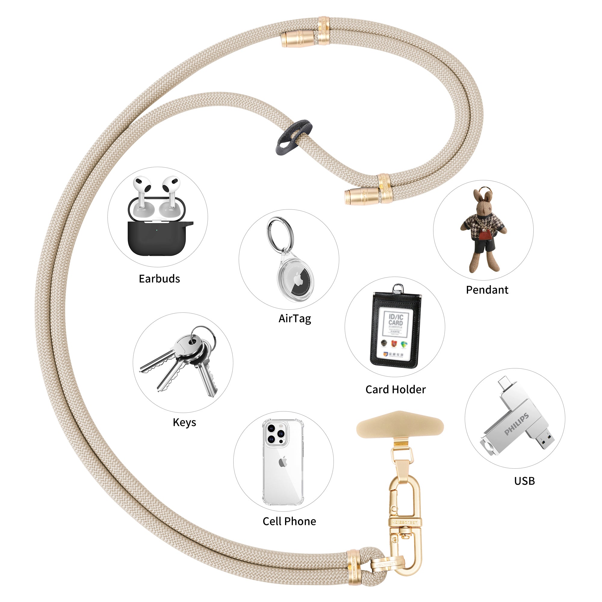 Mobile phone lanyard can be worn diagonally