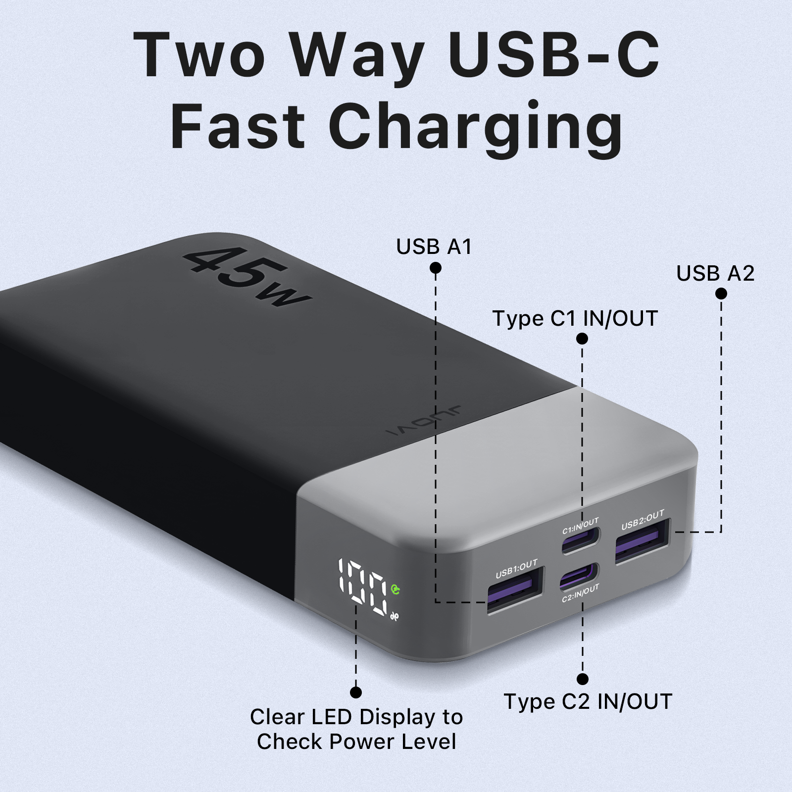 JUOVI PD Power Bank Mit USB-C 45W 20000mAh