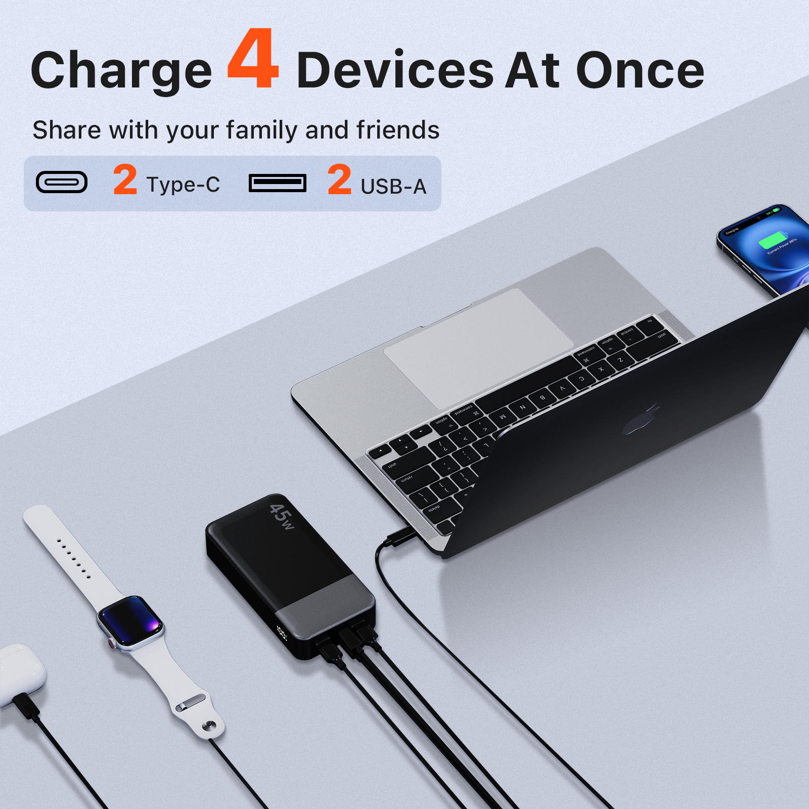 JUOVI PD Power Bank Mit USB-C 45W 20000mAh