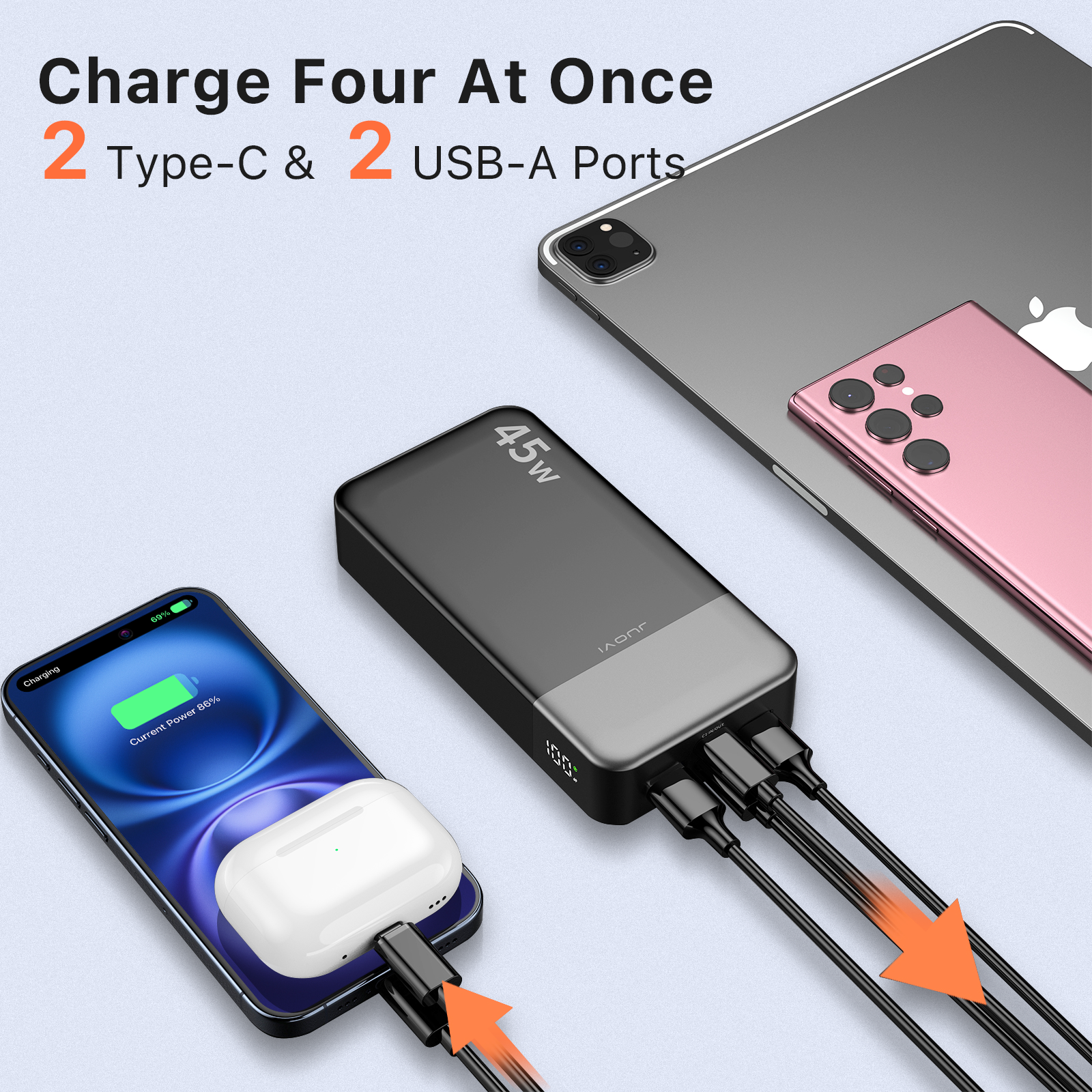 JUOVI PD Power Bank Mit USB-C 45W 20000mAh