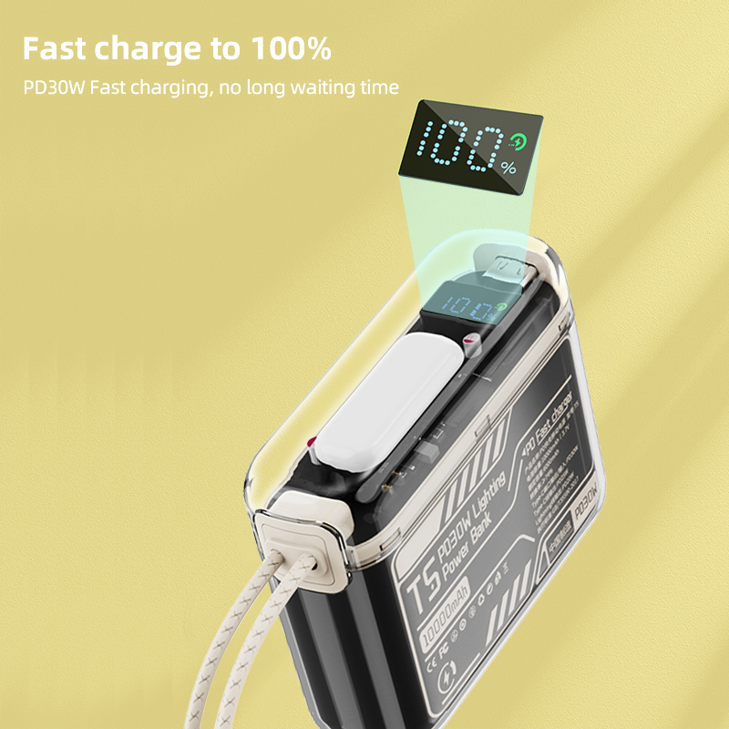 PD30W power bank with built-in cable 10000mAh